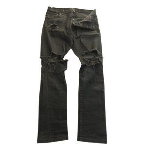 EN NOIR Button Fly Distressed Jeans in Black